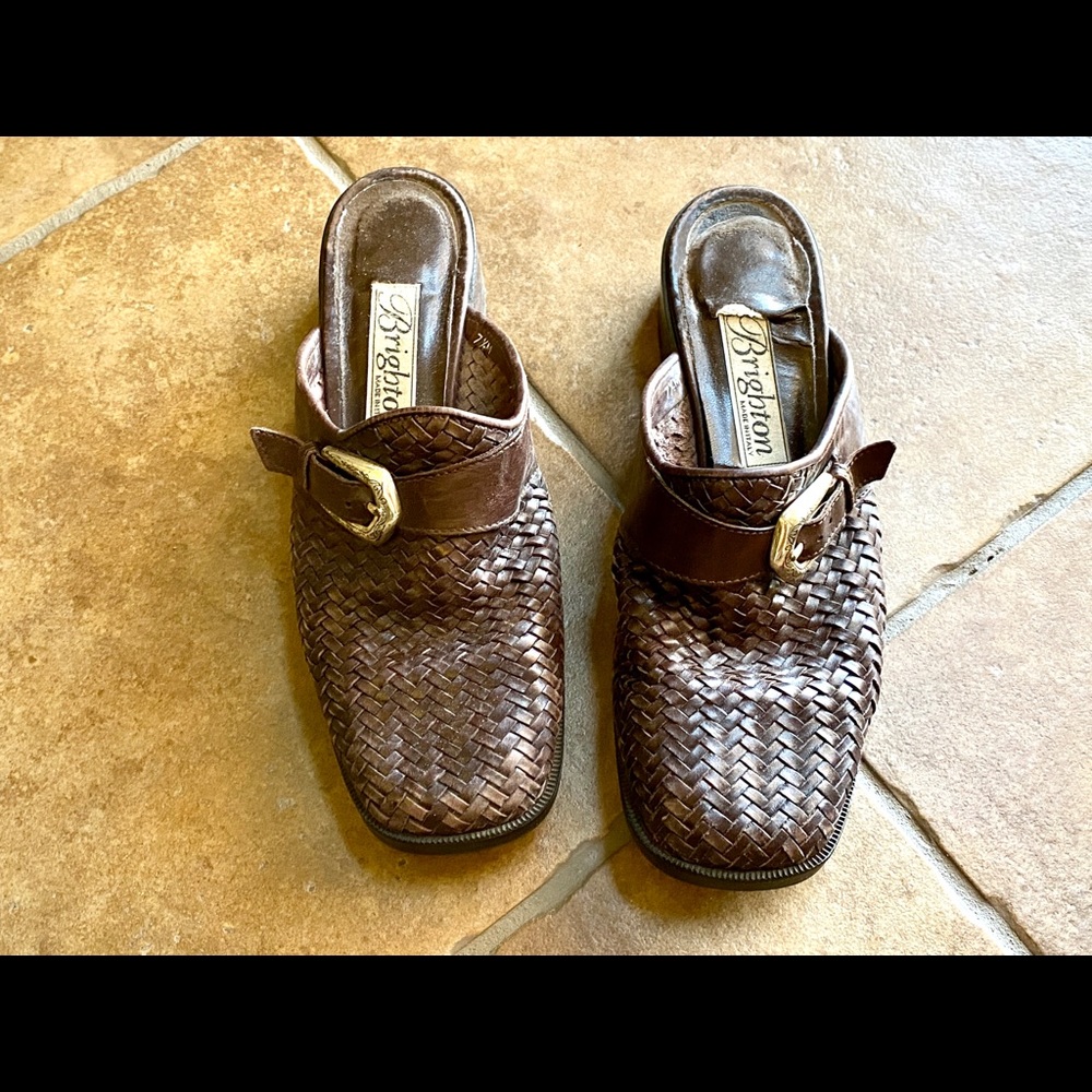 Brighton Brown Leather Mules 7.5